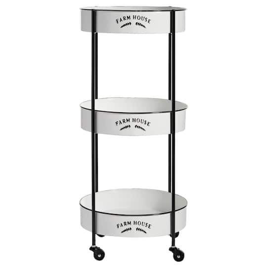 White Farmhouse Metal Storage Cart